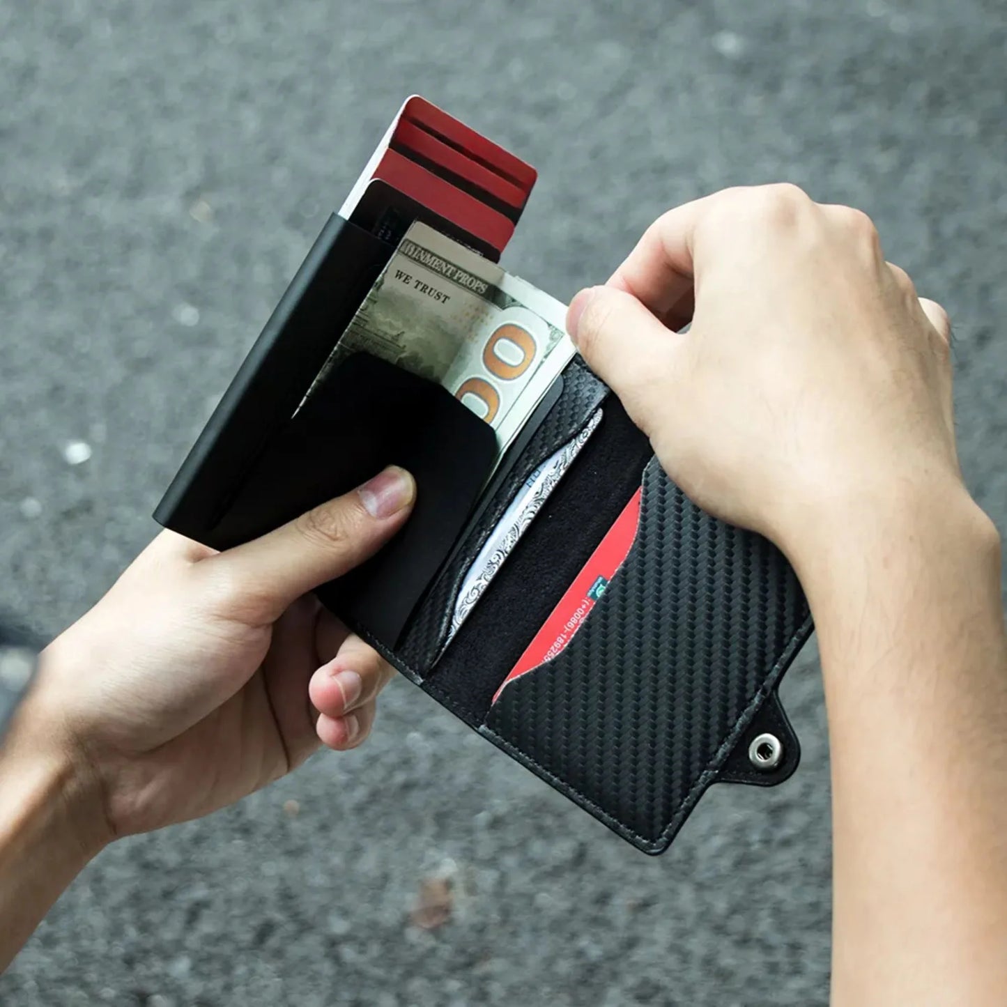Cartera Inteligente Pop-Up con RFID – Acceso Rápido y Estilo Premium
