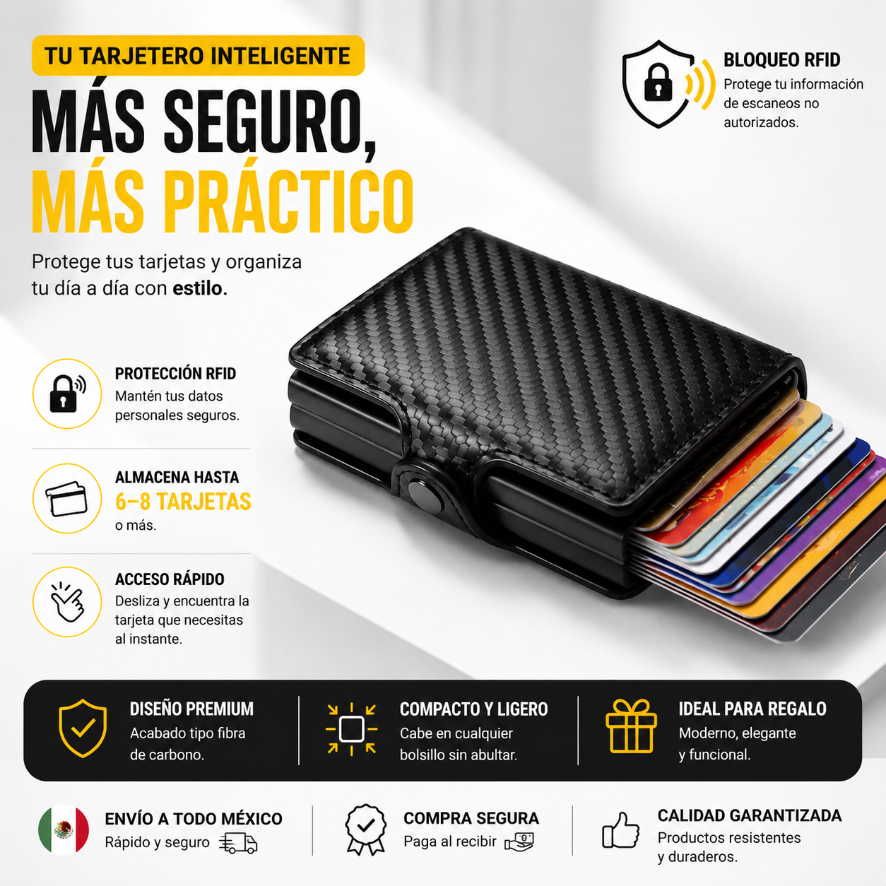 Cartera Inteligente Pop-Up con RFID – Acceso Rápido y Estilo Premium